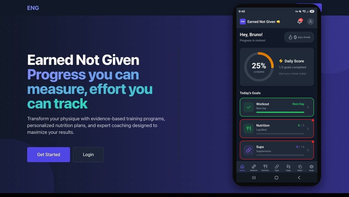 ENG — Earned Not Given — Training and nutrition coaching you can measure